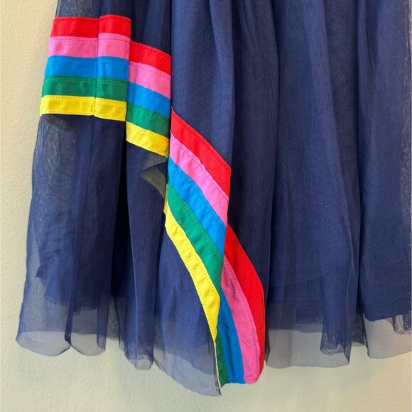 MINI BODEN Rainbow Tulle Dress Girls 11-12 152 Blue Velour Tulle Applique Stars - Picture 6 of 10
